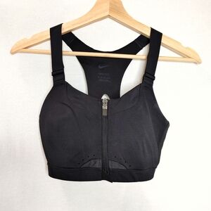 Nike Alpha Padded Zip-Front Sports Bra Dri-FIT Black Medium Moderate Support M